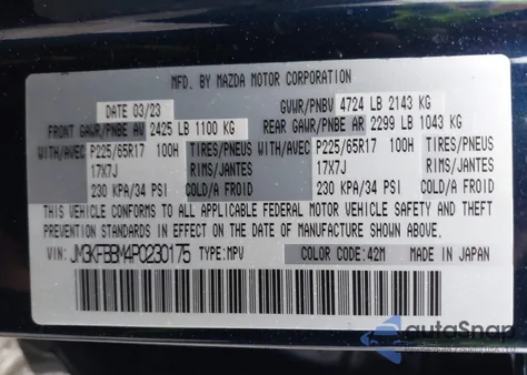 2023 Mazda Cx-5 2.5 S Select from USA, damaged, VIN JM3KFBBM4P0230175